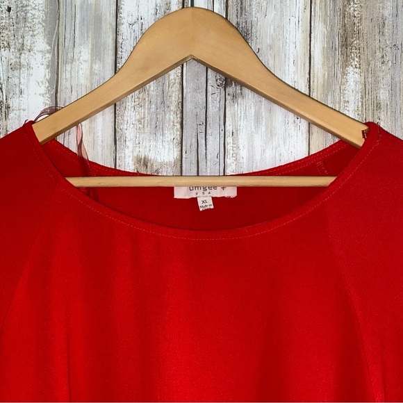 Umgee Red Layered Ruffle Sleeve Blouse - Picture 5 of 6